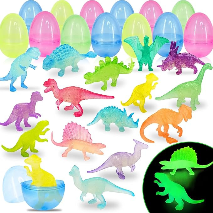 36 Pack Easter Eggs Filled with Glow in The Dark Dinosaur Toys, Easter Basket Stuffers Essential ... | Amazon (US)