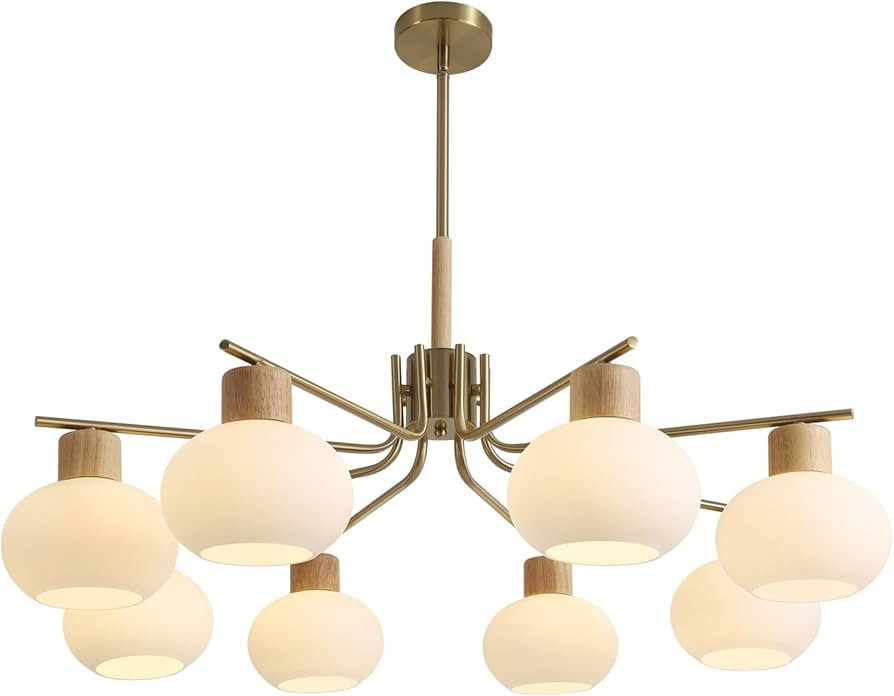 8 Lights Frosted Glass Pendant Light Modern Gold White Chandelier Vintage Larger Globe Chandelier... | Amazon (US)