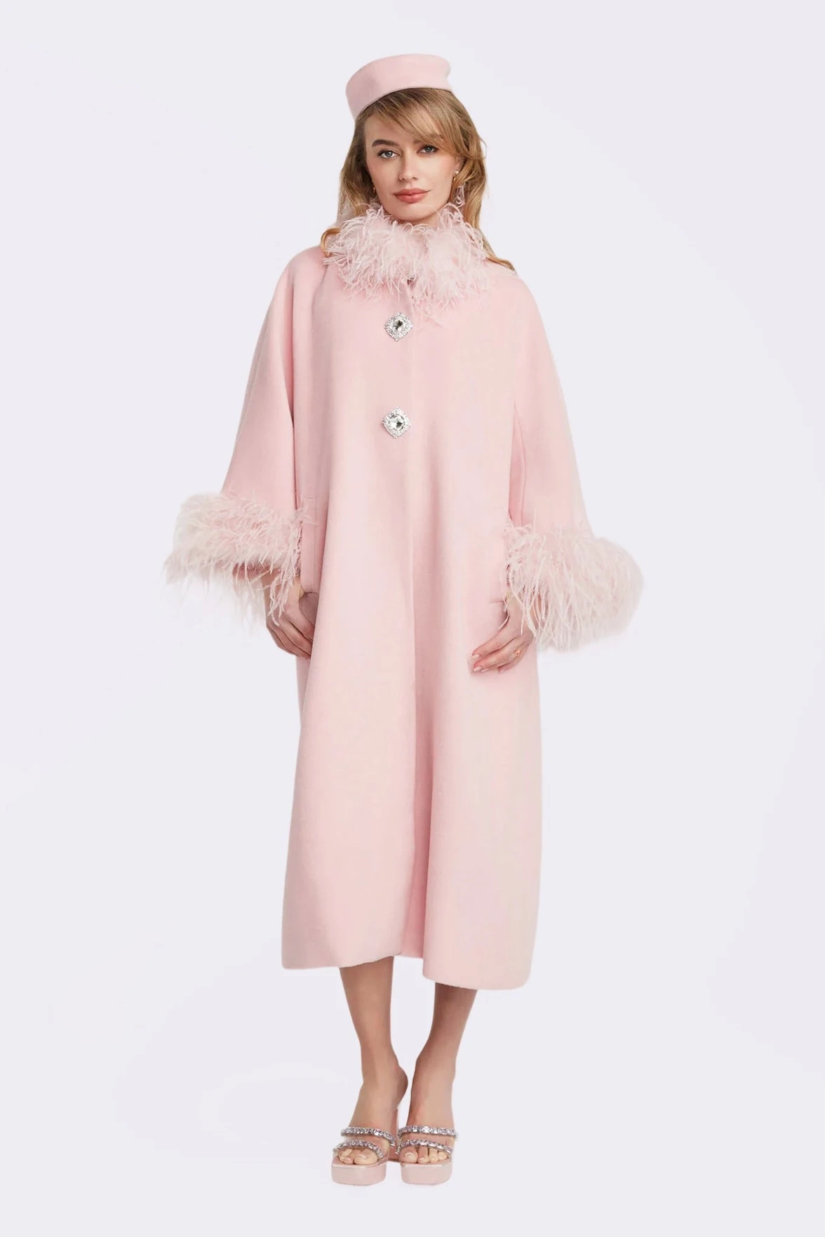 Nina Feather Coat: Pink Coat for Winter Wedding Guest | Nana Jacqueline | Nana Jacqueline