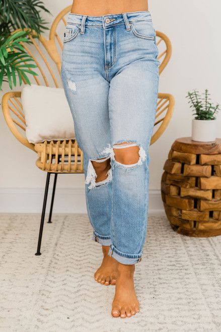 Lesley High Waisted Mom Jeans | The Pink Lily Boutique