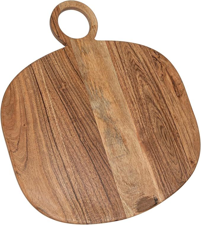 Creative Co-Op Oval Acacia Wood Oval Cheese and Cutting Board with Handle, Natural | Amazon (US)
