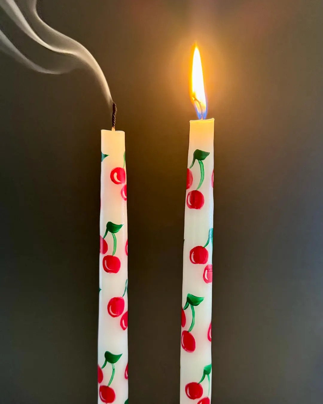 Cherry taper candles - Set of 2 slow burning unscented 12 inch tapers with cotton wicks.  Gift fo... | Etsy (US)