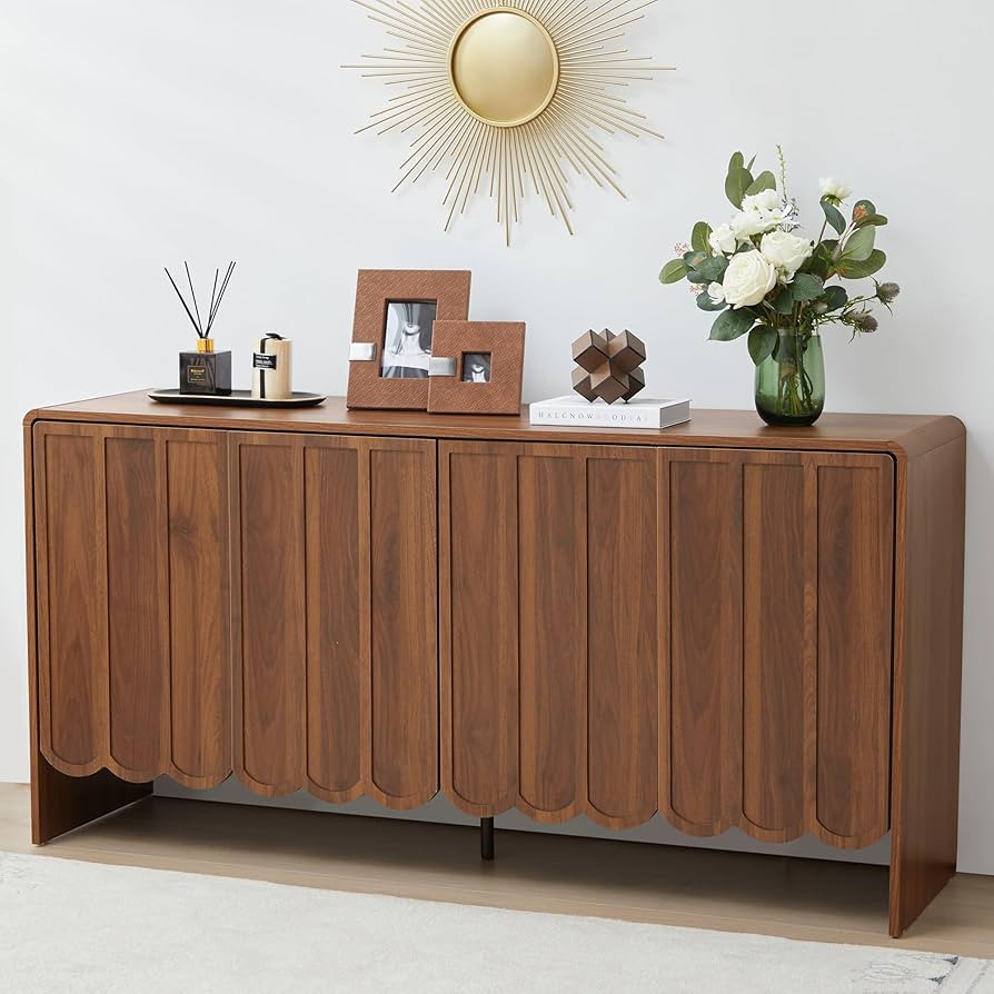 ORRD Sideboard Buffet Cabinet, Accent Storage Cabinet with 4 Doors, Farmhouse Wood Cabinet with A... | Amazon (US)