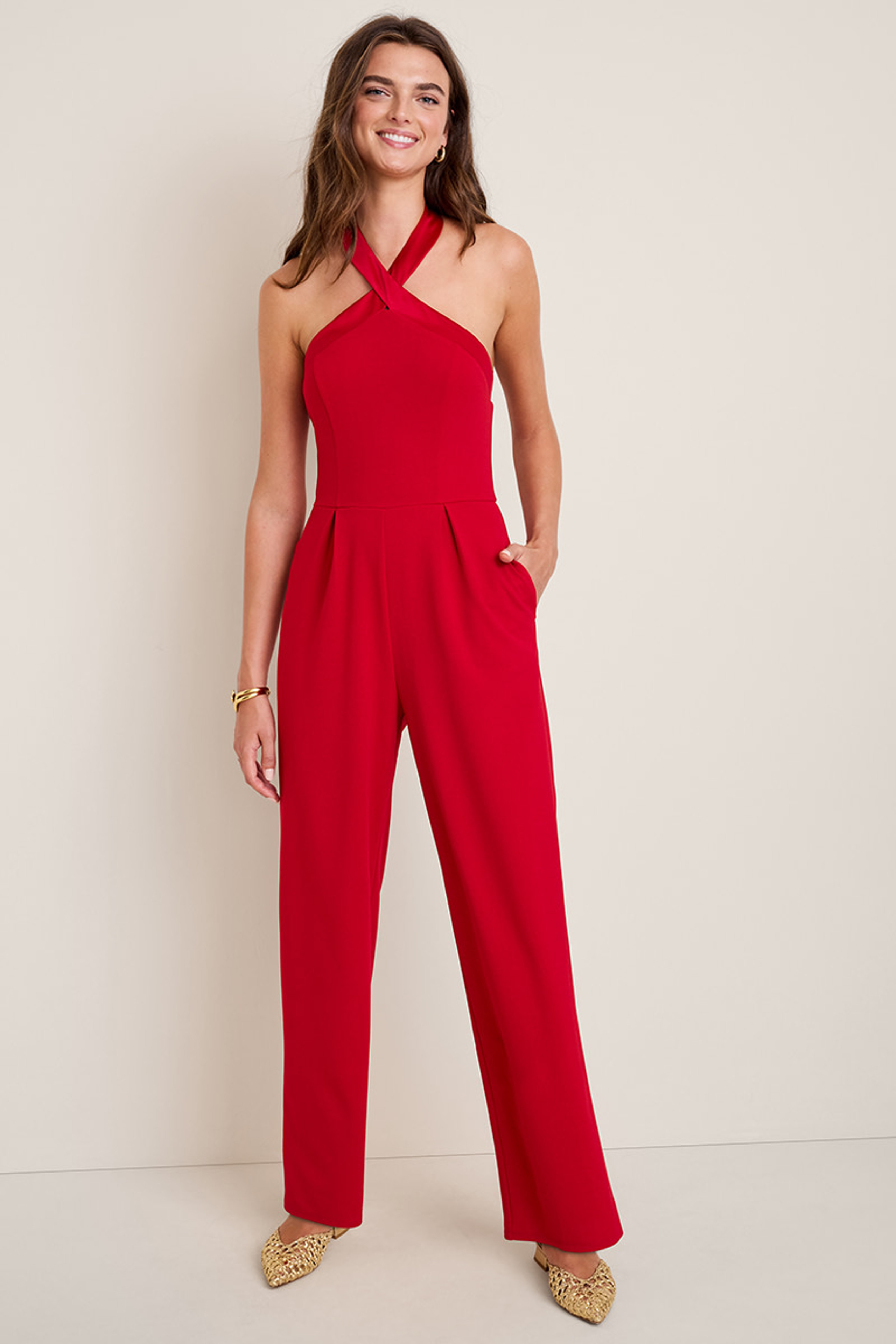 Dolly Satin Halter Neck Jumpsuit | Francesca's