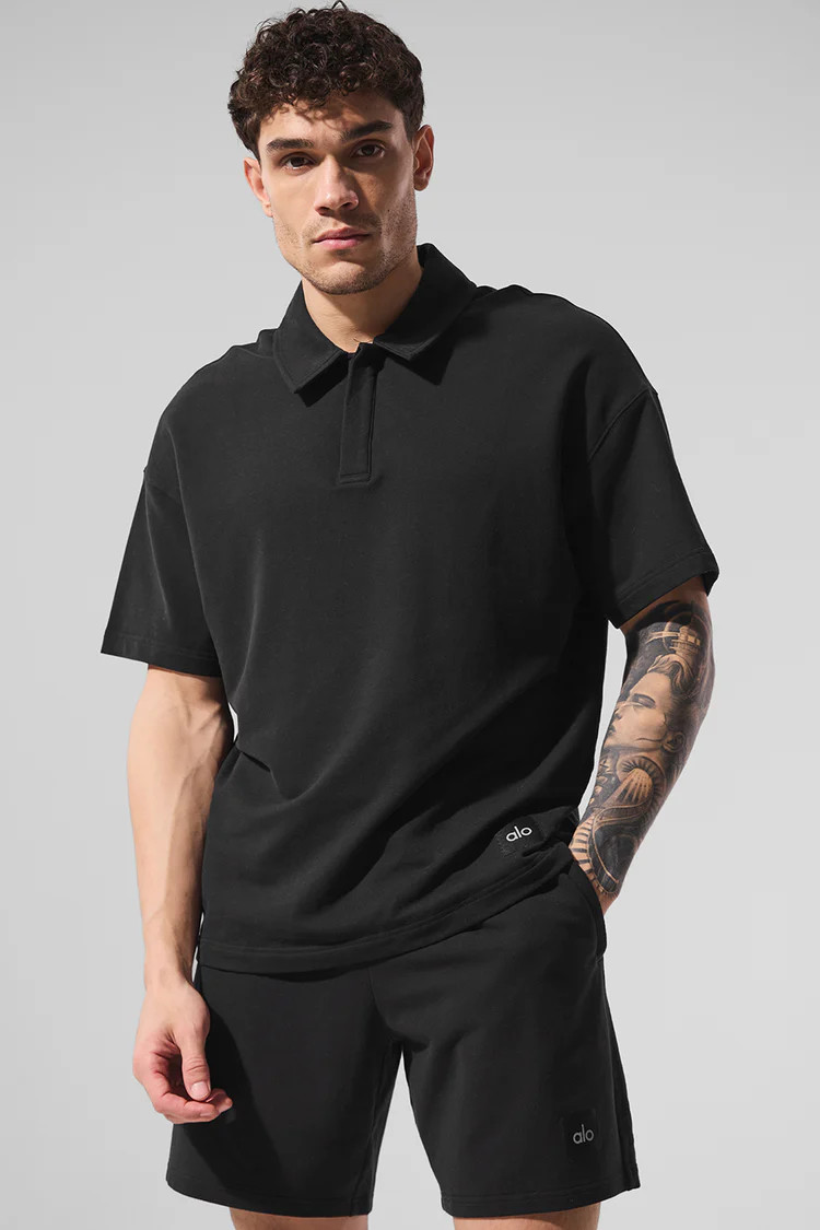 Double Take Short Sleeve Polo - Black | Alo Yoga (US)