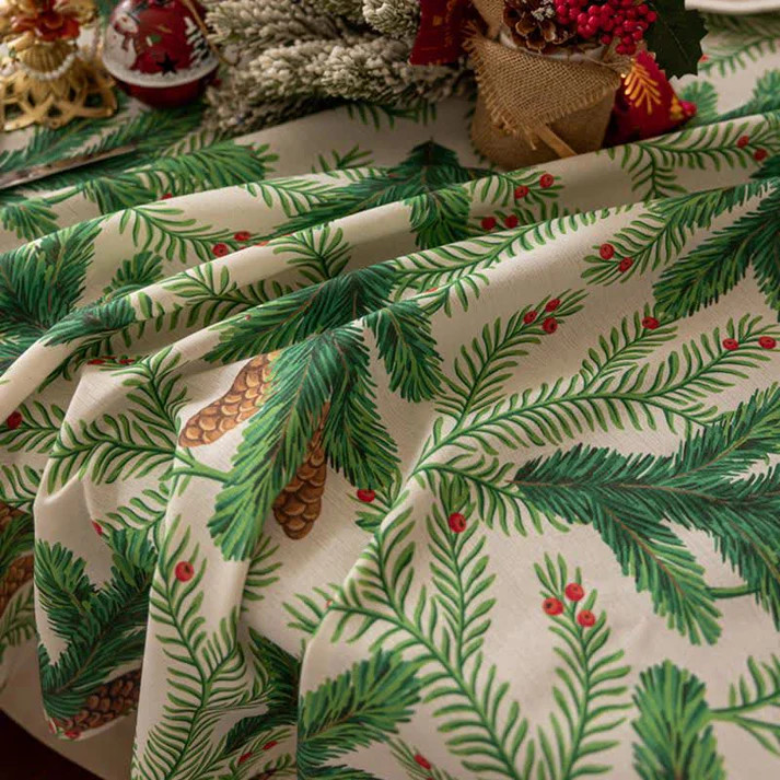 Ownkoti Christmas Pine Cone Print Tablecloth | Ownkoti