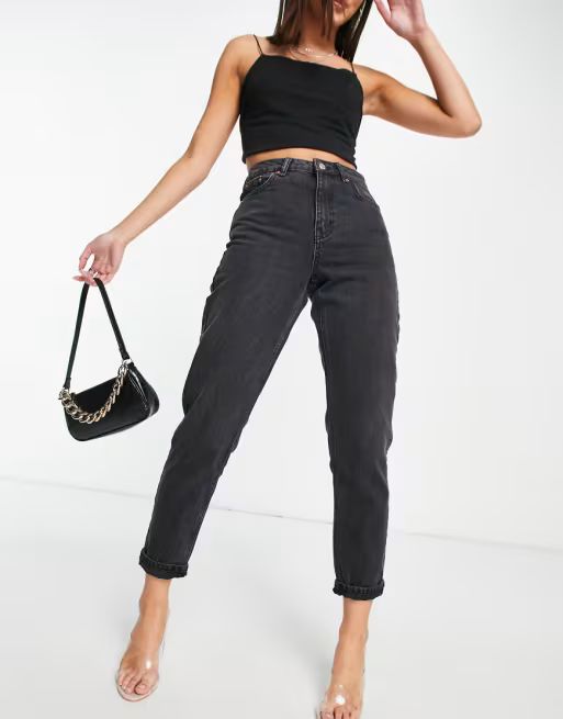 Topshop mom jeans in washed black | ASOS (Global)