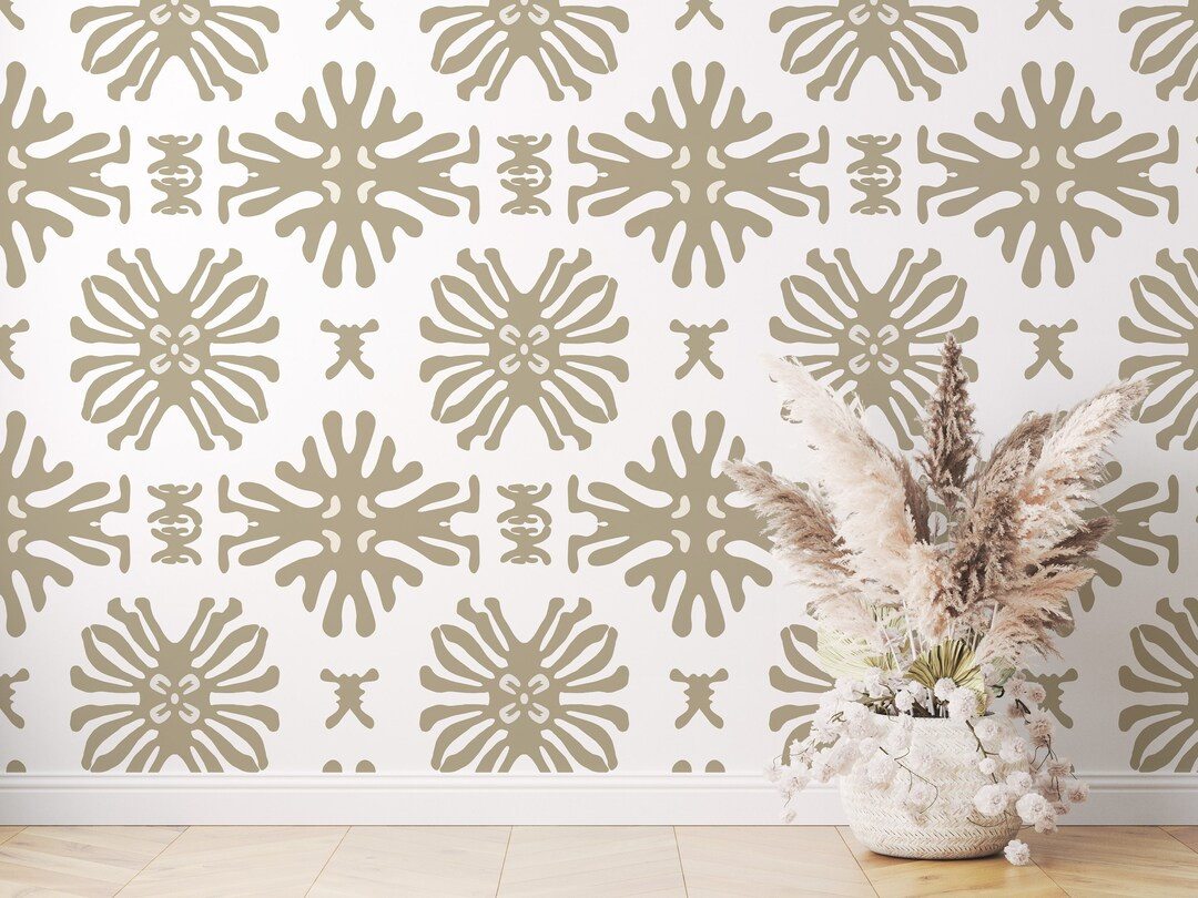 Sigourney China Seas Inspired - Neutral Beige Large Print Abstract Peel and Stick Wallpaper, Maxi... | Etsy (US)