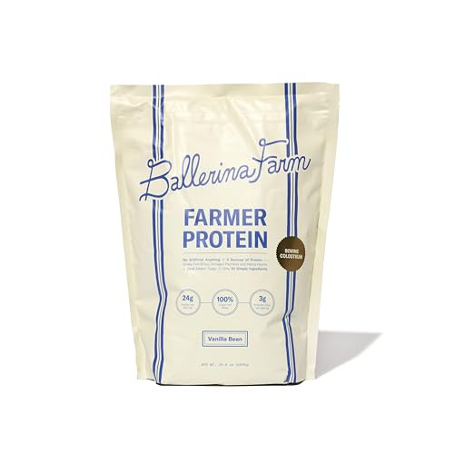 Ballerina Farm Grass Fed Whey Protein Powder, Vanilla Bean, 24g Protein with Collagen Peptides, Bovine Colostrum, Hemp Hearts & Prebiotic Fiber, No Added Sugar or Artificial Anything, 20 Servings | Amazon (US)