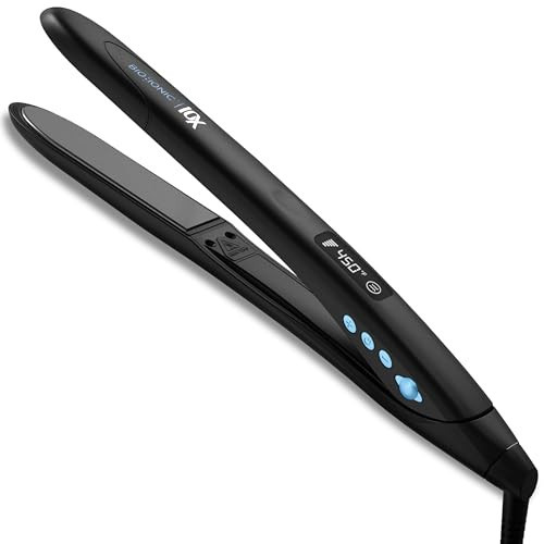 Bio Ionic 10X Styling Iron, Hair Straightener with 1" Sonic Vibrating Plates, Flat Iron with Ion Generating Mineral Complex, Versatile Styler for Wavy & Straight Hairstyles, Black | Amazon (US)