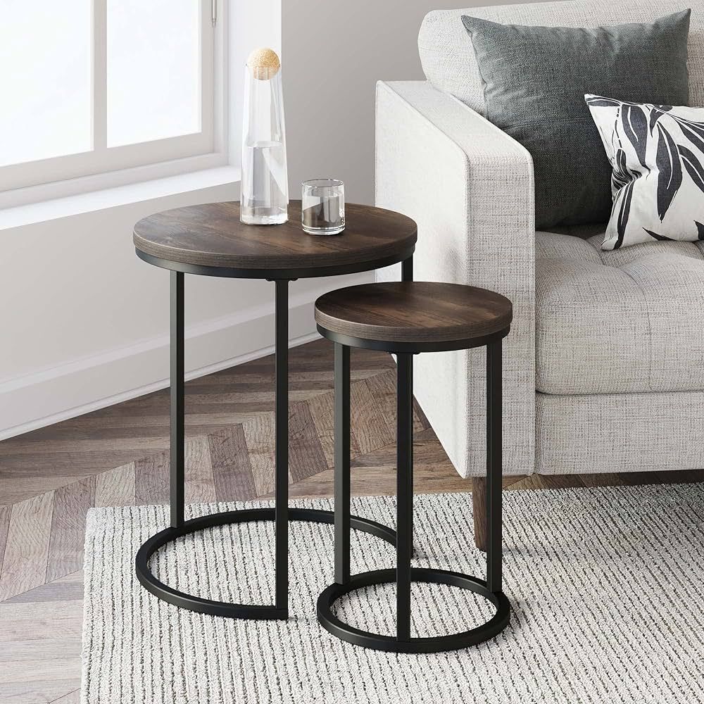 Nathan James Lula Nesting Round Side Set of 2, Accent End Table for Living Room with Wood or Marb... | Amazon (US)