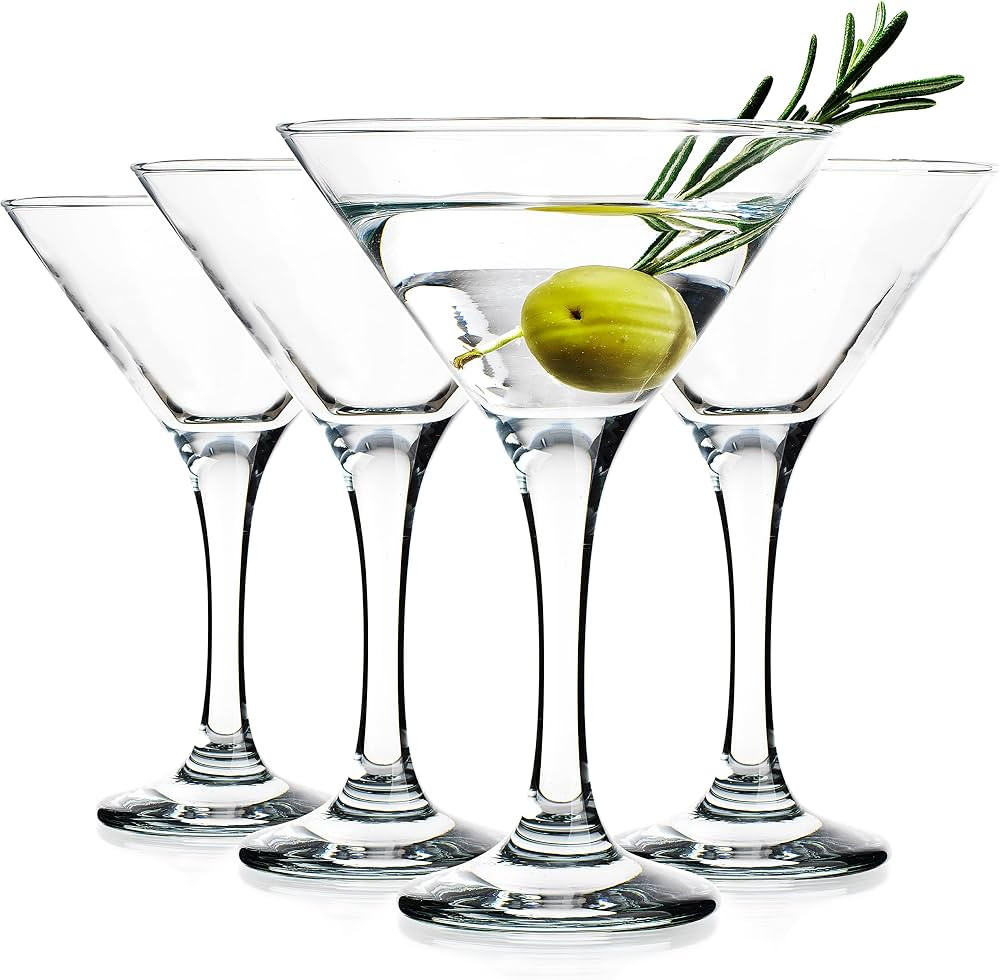 Glaver's Martini Glasses Set of 4 Cocktail Glasses, 6 Ounce Strong Lead-Free Glass, Stemmed Marga... | Amazon (US)