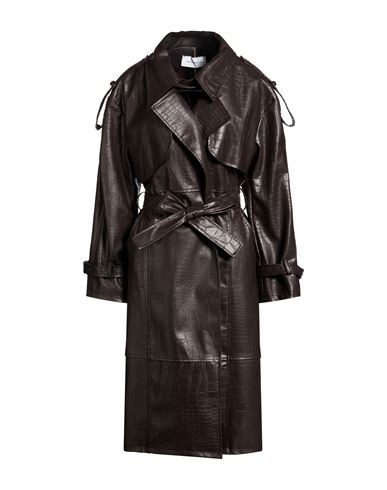 Simona Corsellini Woman Overcoat & Trench Coat Dark brown Size 4 Polyurethane, Polyester | YOOX (US)