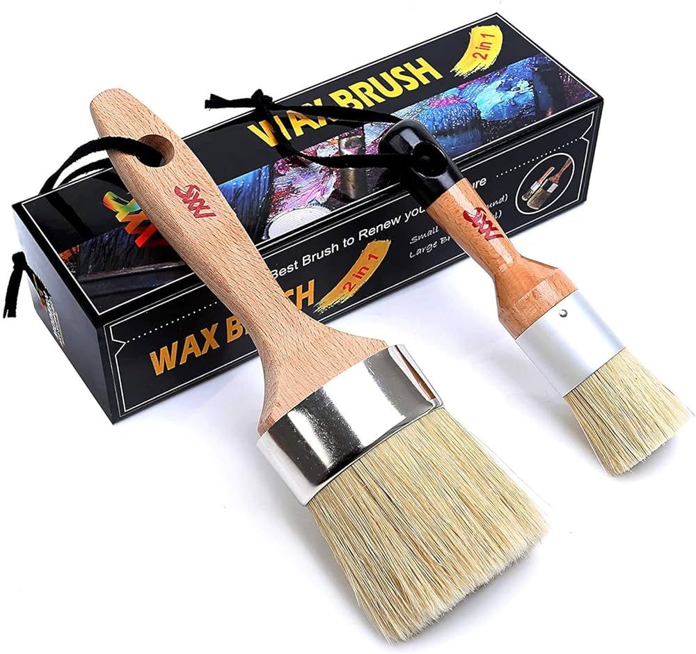 Chalk Paint Brush Set - Milk Paint, Soft Wax, Stencils - Natural Bristles for Furniture | Amazon (US)