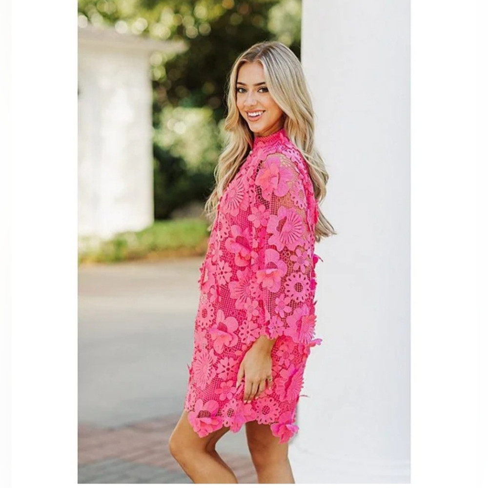 J.Marie Seraphina Floral 3D Lace Split Round Button Up  Long Sleeve Shift Dres | Poshmark