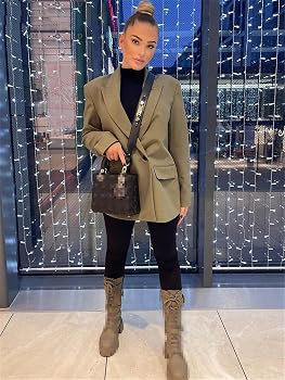 Women Double Breasted Blazer Office Lady Loose Classic Coat Suit Jacket Female Chic Outwear Outfi... | Amazon (US)