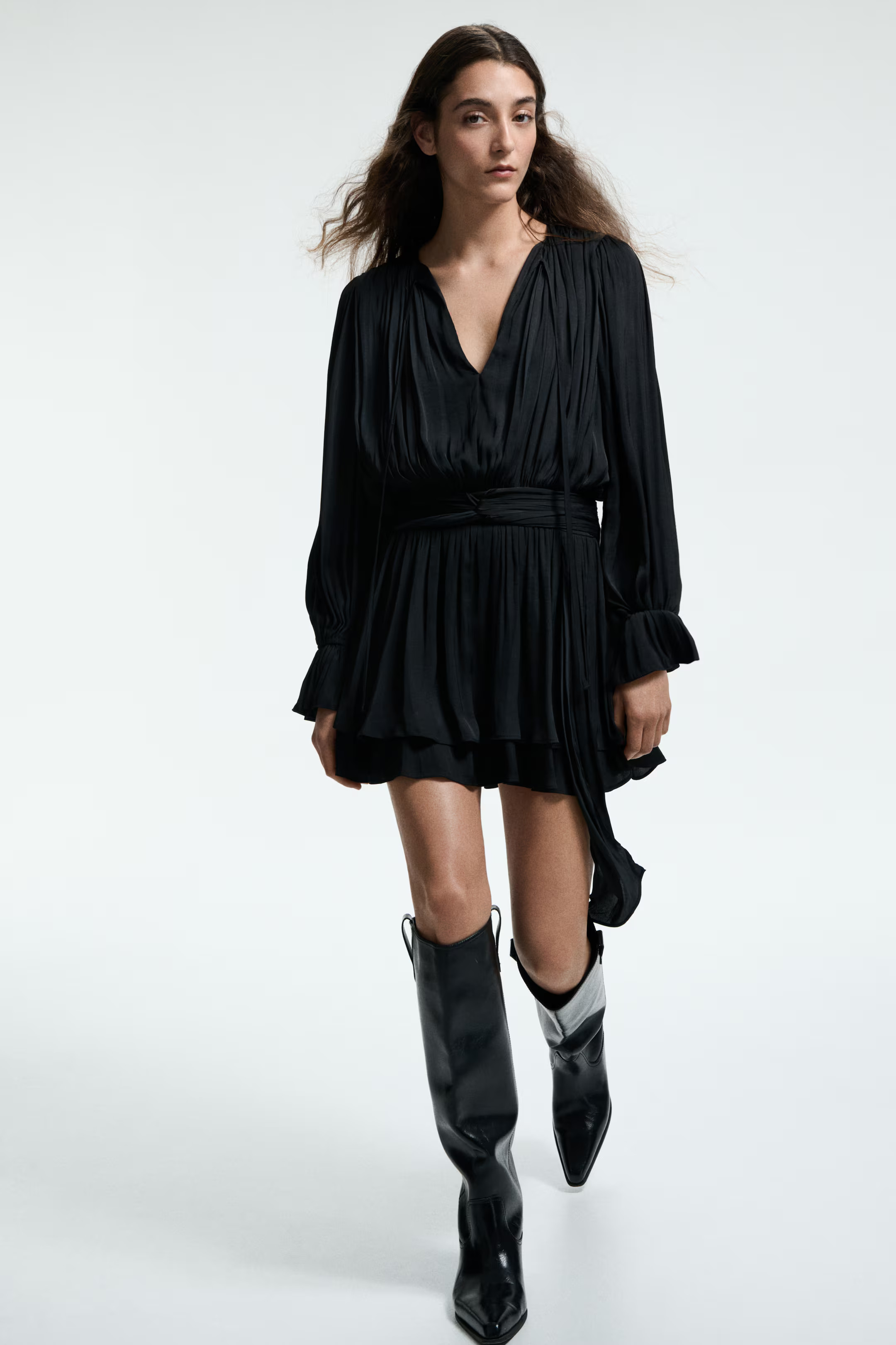 Gathered dress - Noir - FEMME | H&M BE | H&M (FR, IT, ES, PT, BE)