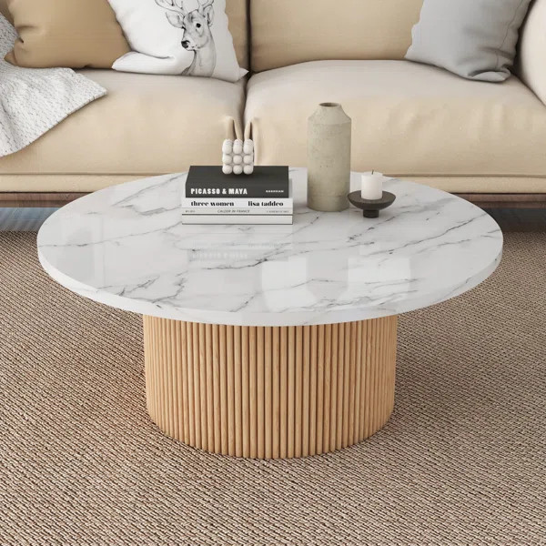 35" Marbled Wood Round Coffee Table | Wayfair North America