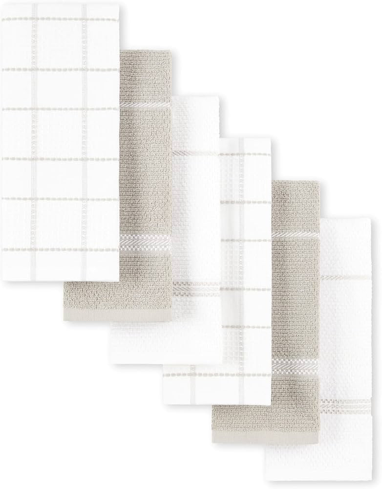 MARTHA STEWART Modern Waffle Kitchen Towel Set 6-Pack, Linen, 16"x28" | Amazon (US)