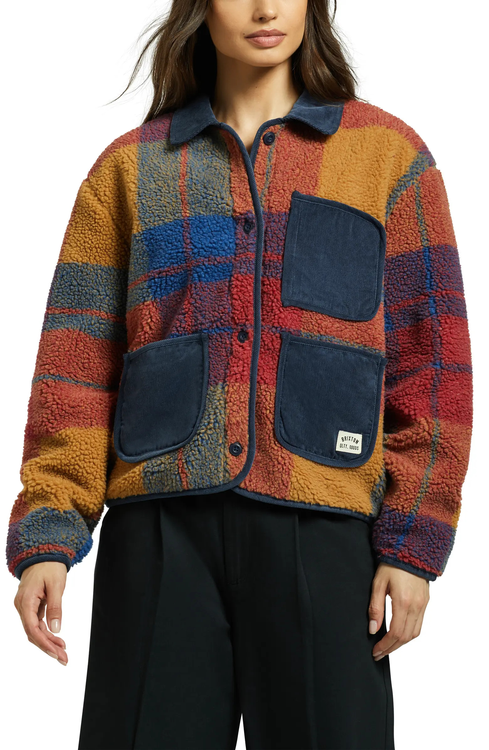 Delilah Plaid High Pile Fleece Jacket | Nordstrom