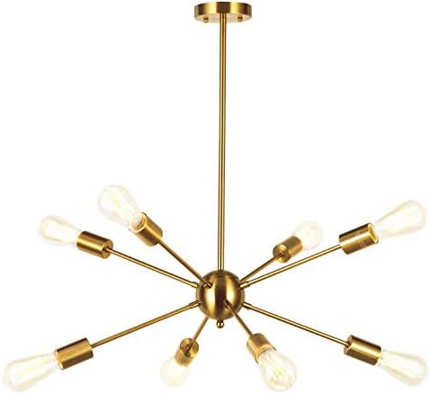Sputnik Chandelier Light-VINLUZ 8 Lights Brushed Brass Modern Pendant Lighting Gold Mid Century C... | Amazon (CA)
