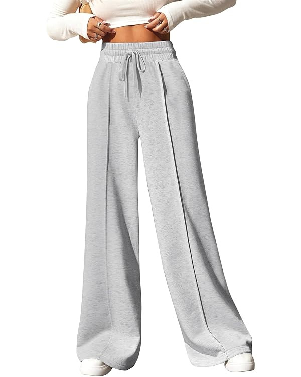 Yousify Wide Leg Sweatpants for Women Casual Elastic High Waisted Drawstring Long Pants with Pock... | Amazon (US)