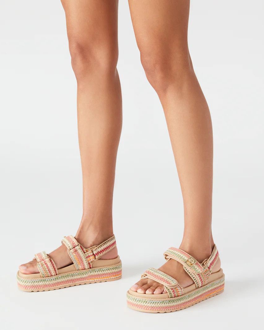 BIGMONA Multi Raffia Platform Sandal | Women's Sandals | Steve Madden (US)