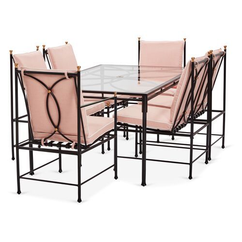 Frances 7-Pc Rectangular Dining Set, Blush Pink | One Kings Lane