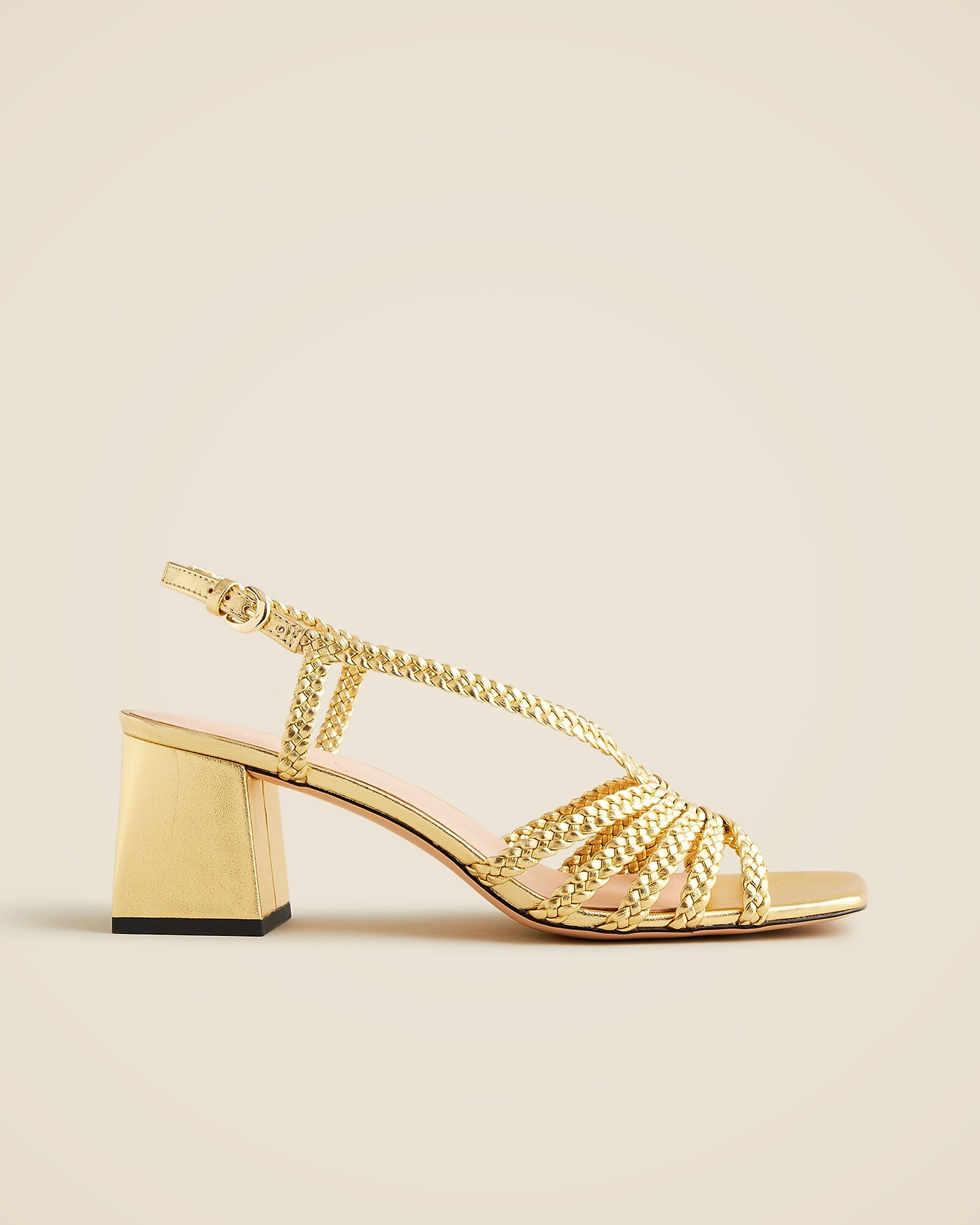 Layne braided sandal heels in metallic leather | J. Crew US