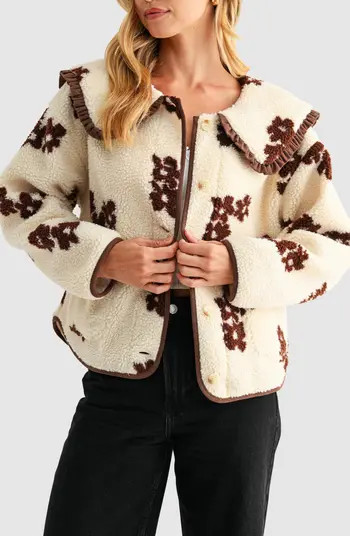 All in Favor Floral High Pile Fleece Jacket | Nordstrom | Nordstrom