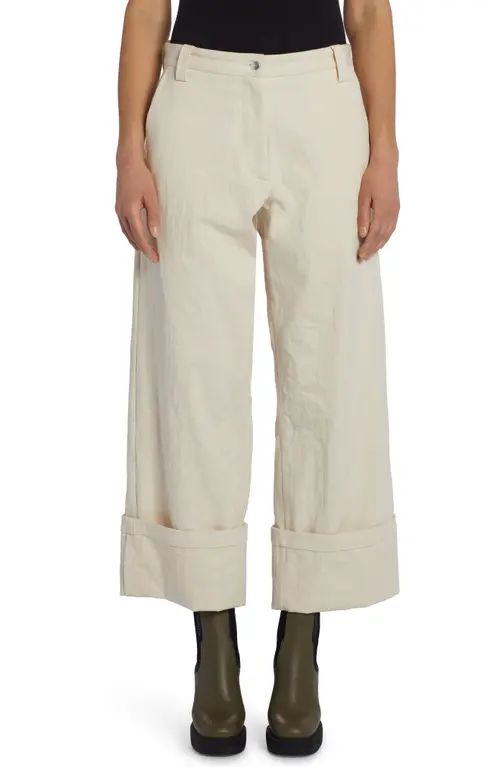 Moncler Genius Crop Cuff Wide Leg Cotton Pants in Tan at Nordstrom, Size 2 Us | Nordstrom