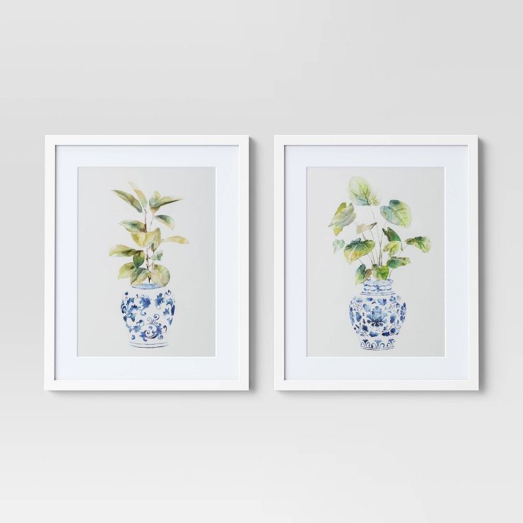 16" x 20" 2pk Vases Framed Under Glass Blue - Threshold™ | Target