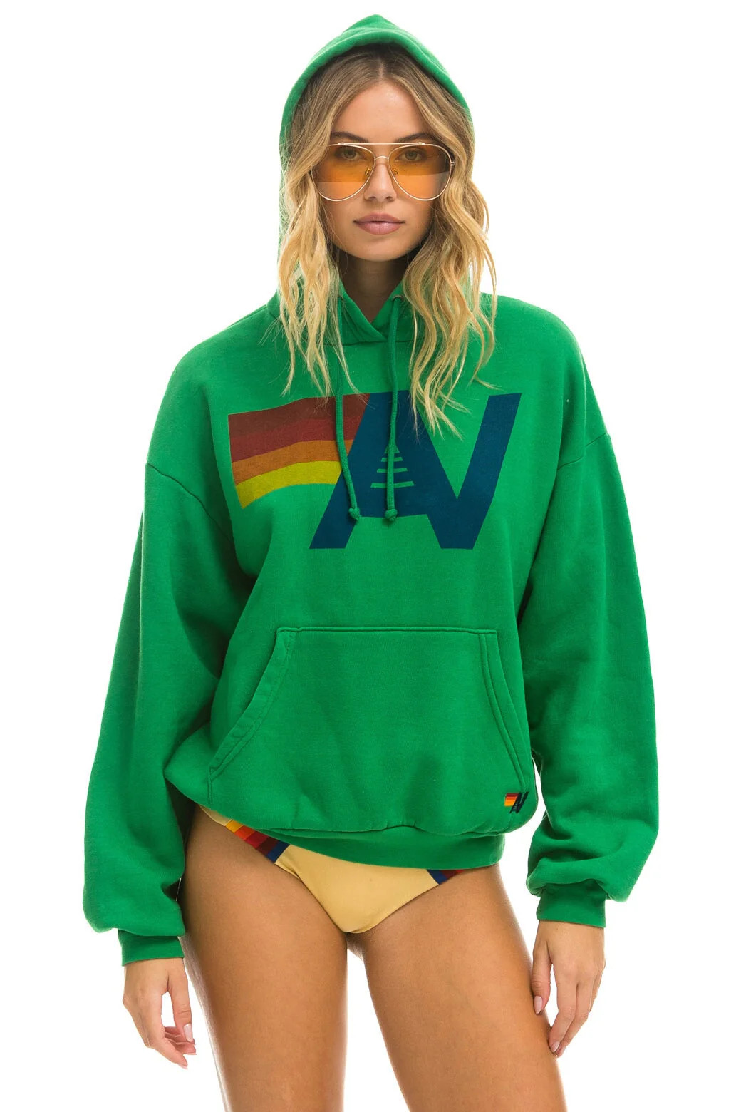 LOGO PULLOVER RELAXED HOODIE - KELLY GREEN | Aviator Nation