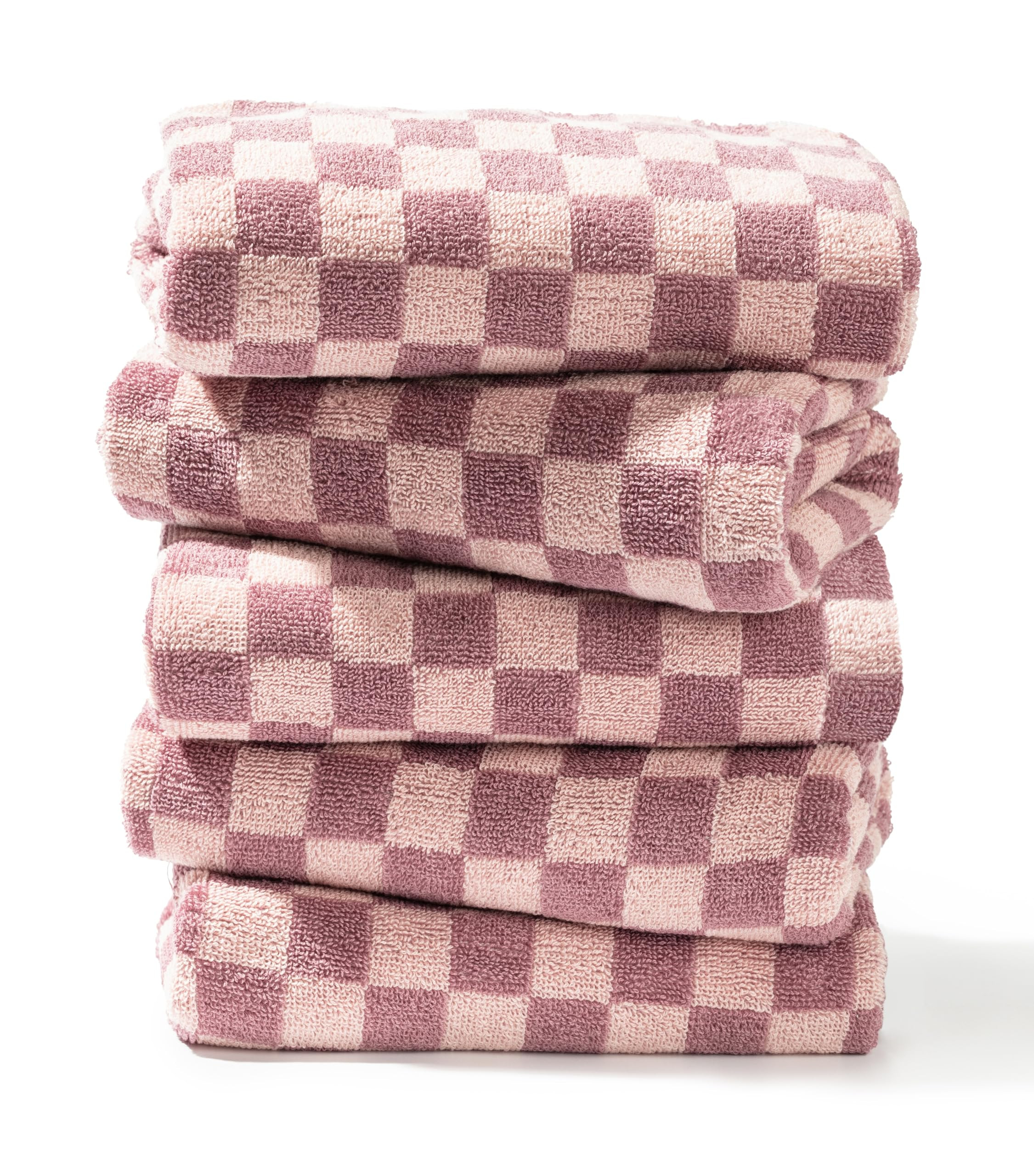 Hand Towels 5 Pack - Cotton Face Towels Soft, Absorbent, and Decorative Checkered Design for Bath... | Amazon (US)
