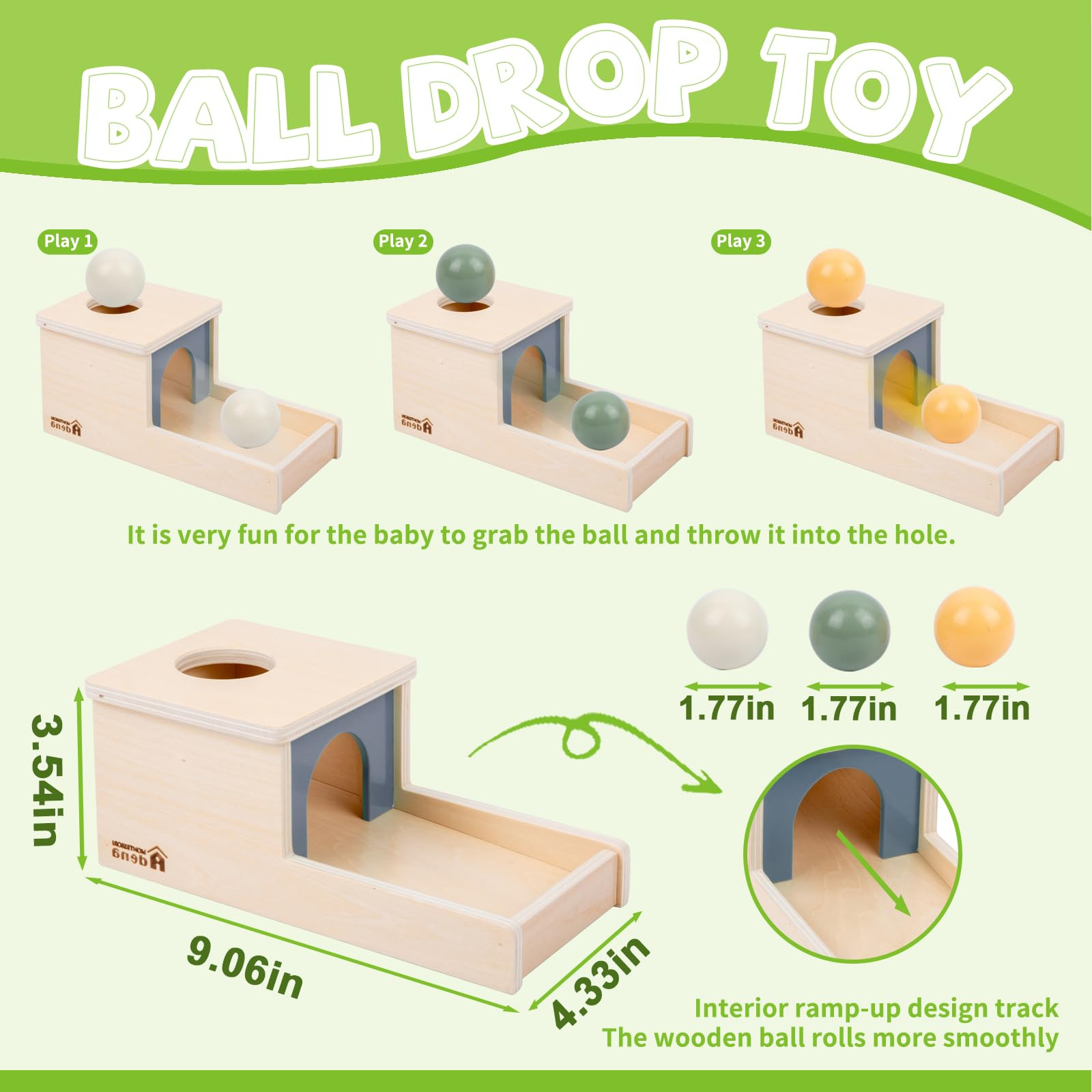 Adena Montessori Wooden Toy for 6-12 Month Baby 3 Balls,Sorting and Stacking Colorful Learning Ed... | Amazon (US)