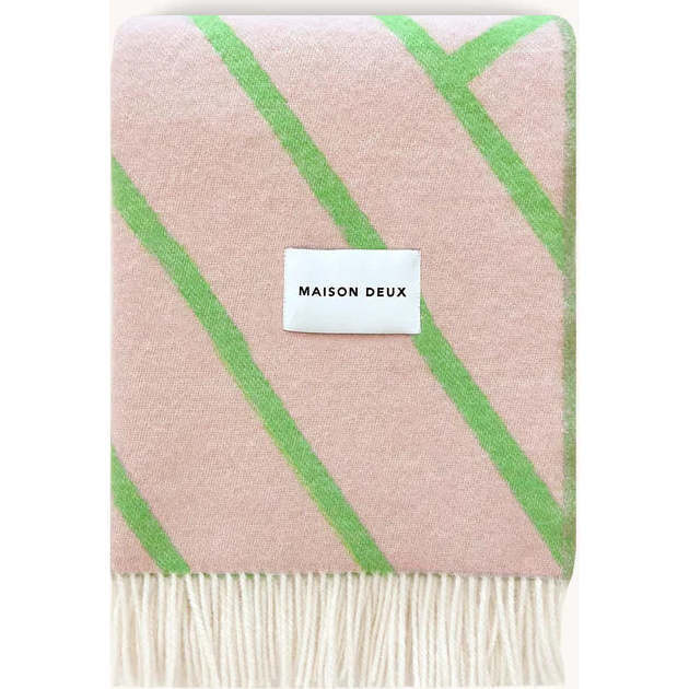 Maison Deux | Lines Blanket, Pink and Apple | Maisonette | Maisonette