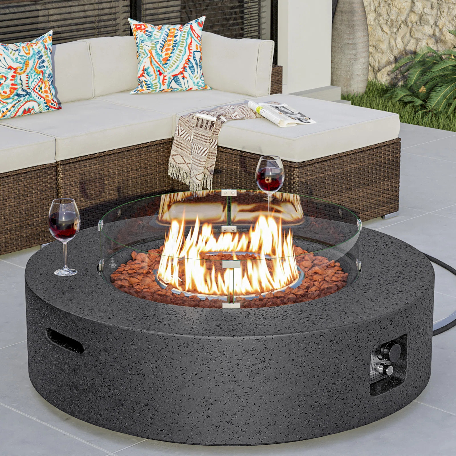 Langport Concrete Propane Fire Pit Table | Wayfair North America