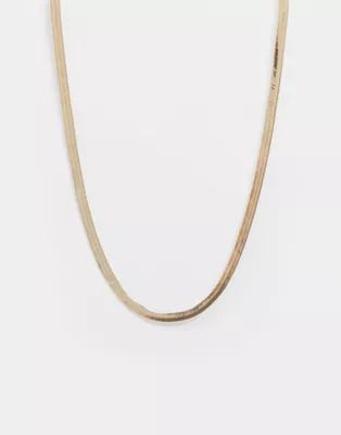 ASOS DESIGN necklace in 4mm herringbone chain in gold tone | ASOS (Global)
