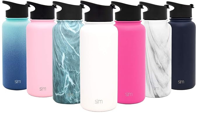 Simple Modern Summit Water Bottle + Extra Lid - Wide Mouth Vacuum Insulated 18/8 Stainless Steel ... | Amazon (US)
