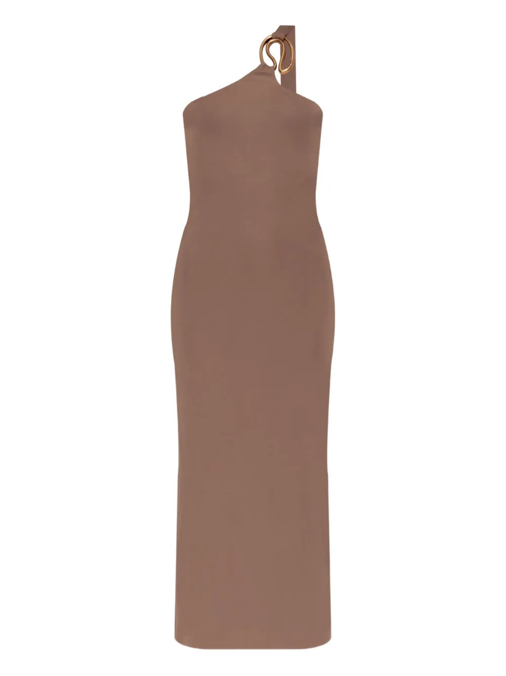 Cult Gaia Chani asymmetric neckline midi dress - Brown | Farfetch Global
