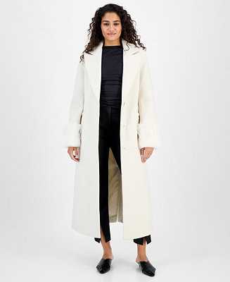CeCe Women's Notched-Collar Single-Breasted Maxi Coat - Macy's | Macy's