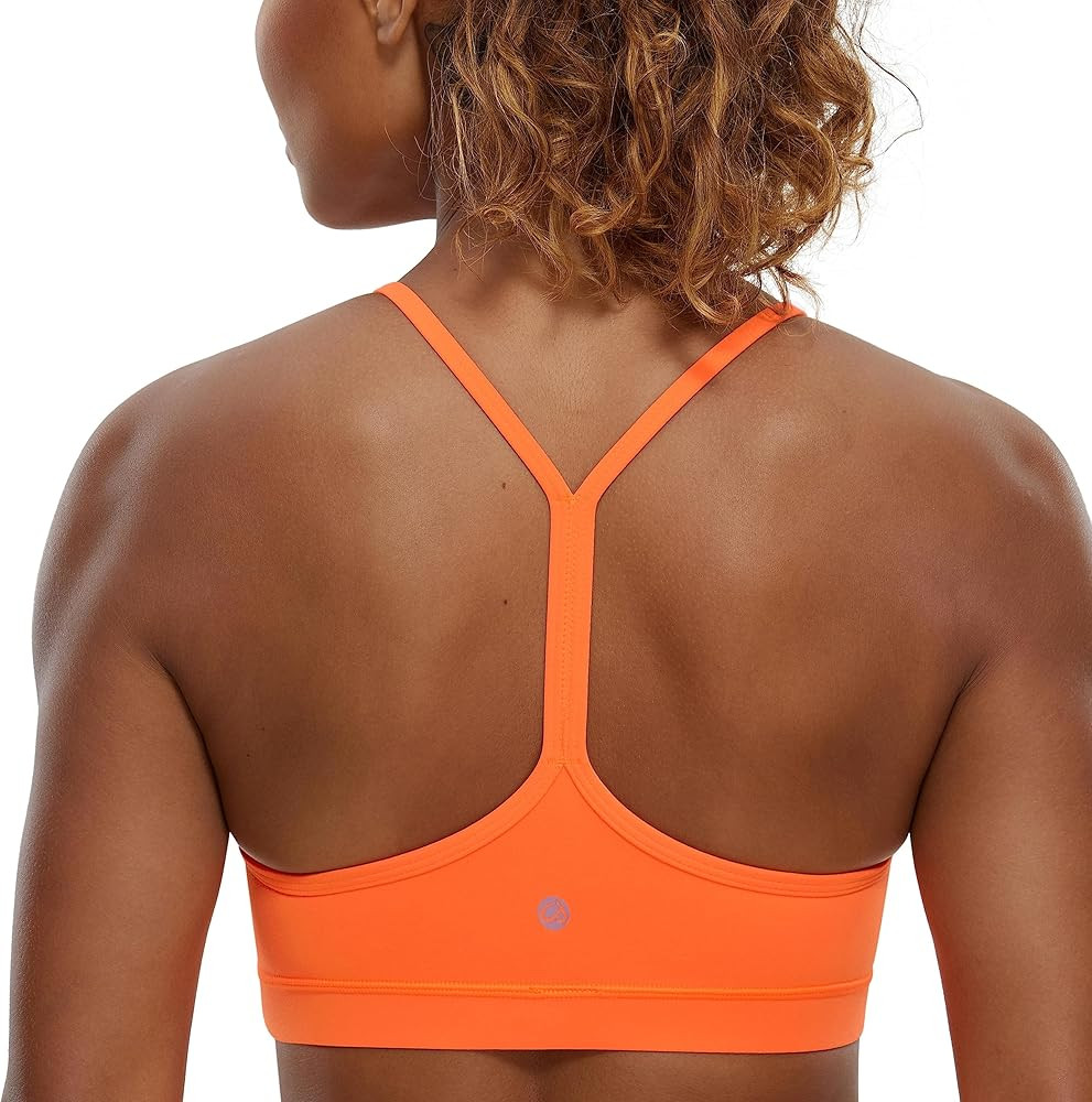 CRZ YOGA Butterluxe Womens Y Back Sports Bra - Padded Racerback Low Impact Spaghetti Thin Strap W... | Amazon (US)