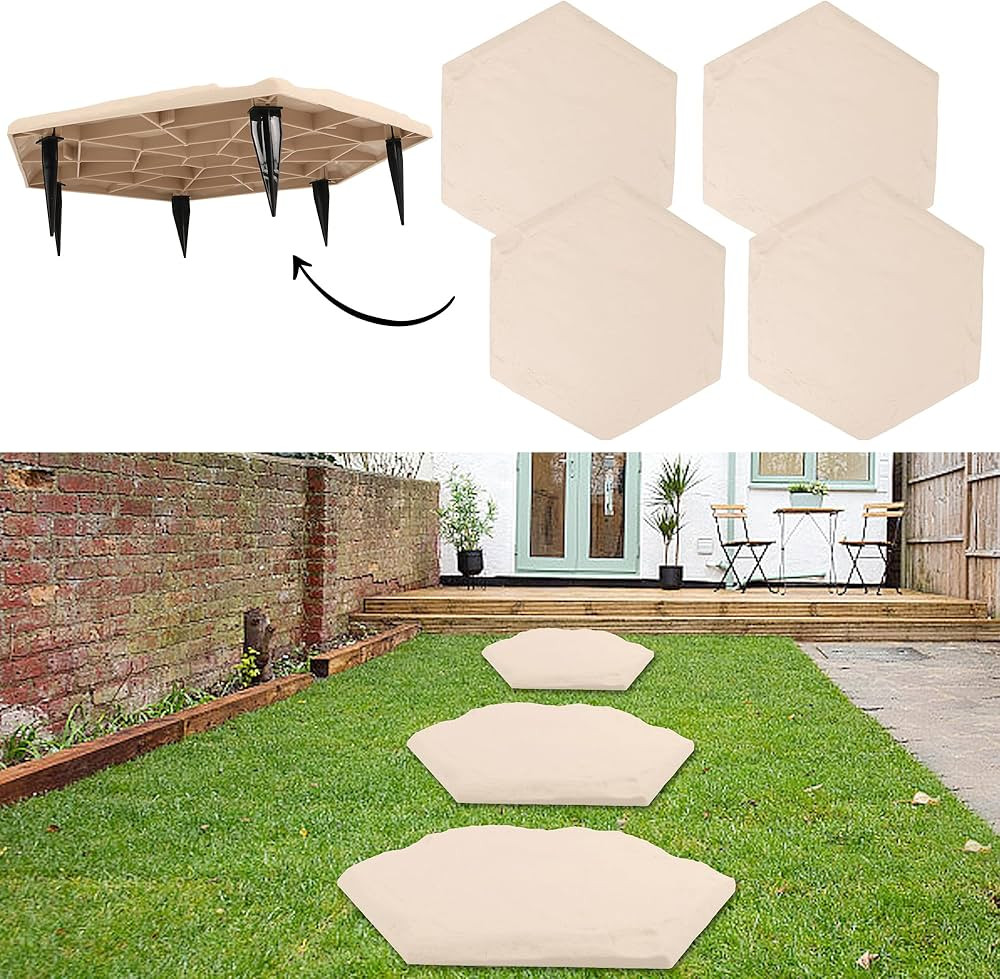 4Pcs Large Stepping Stones Outdoor Garden Walkway, Durable Plastic Pavers for Patio, Pathway, and... | Amazon (US)