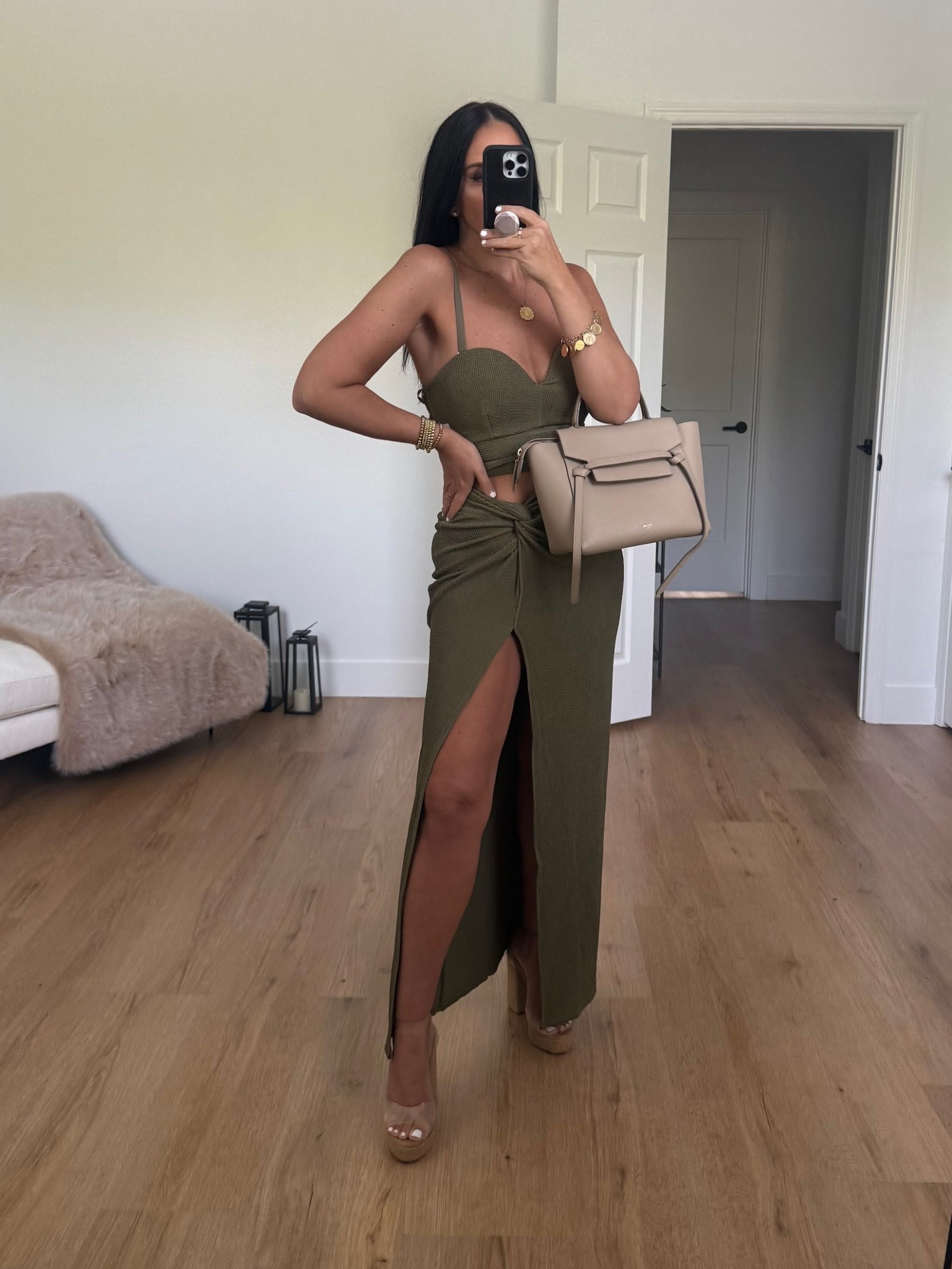 Deidra Draped Bra Top & Skirt Set
