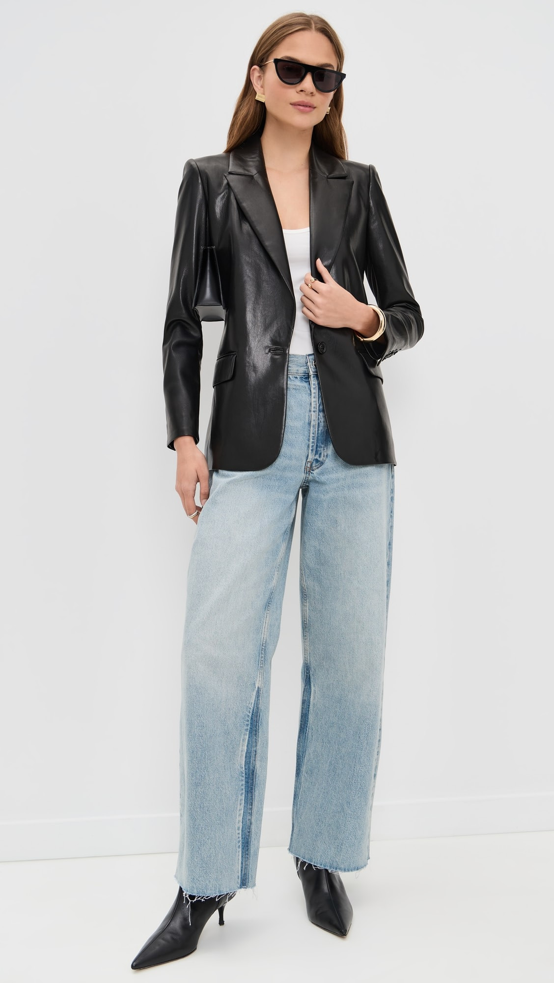 Denny Vegan Leather Notch Collar Blazer | Shopbop