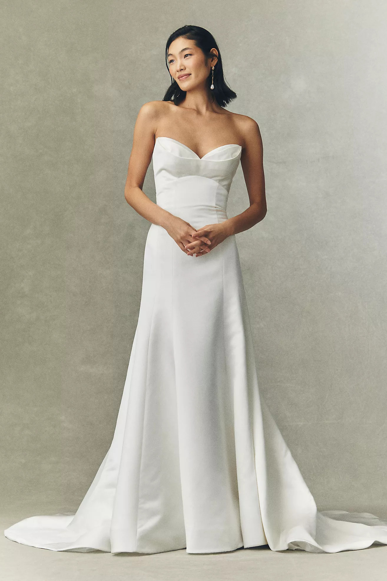 Watters Lucette Strapless Satin Wedding Gown | Anthropologie (US)