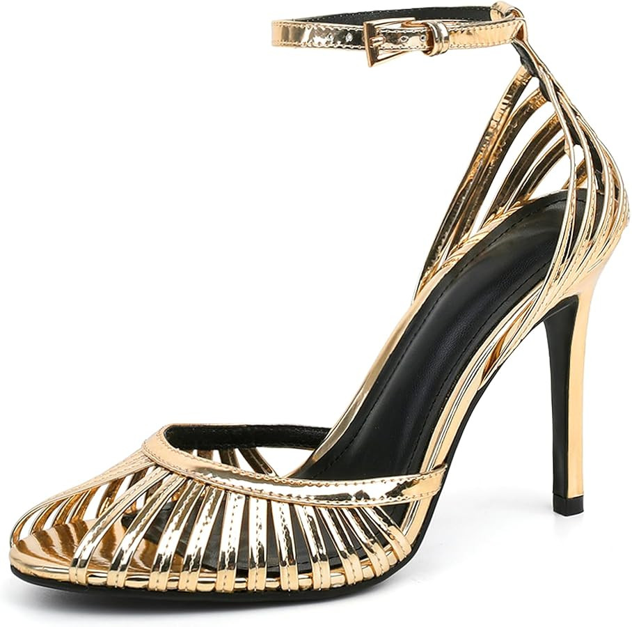 Womens pumps Women\u2019s Strappy Stiletto Sandals - Pointed Toe Open strappy heels with Adjustab... | Amazon (US)