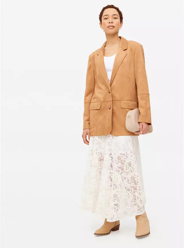 Brown Faux Suede Relaxed Blazer 18 | Tu Clothing