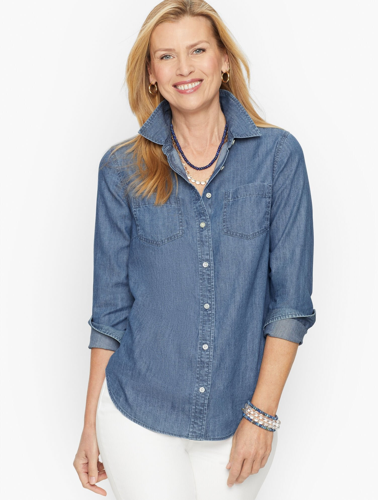 Denim Button Front Shirt | Talbots
