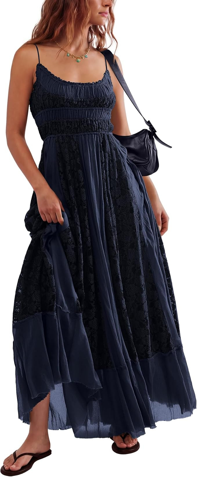 Gacaky Summer Dress for Women Casual Lace Floral Embroidered Bohemian Maxi Dress Flowy A Line Bea... | Amazon (US)